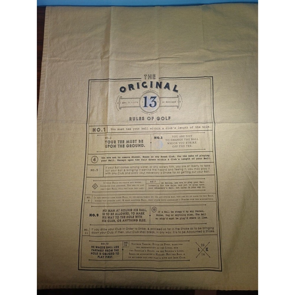 The Original 13 Rules Of Golf Tea Towel Fabric 2014 Red Envelope